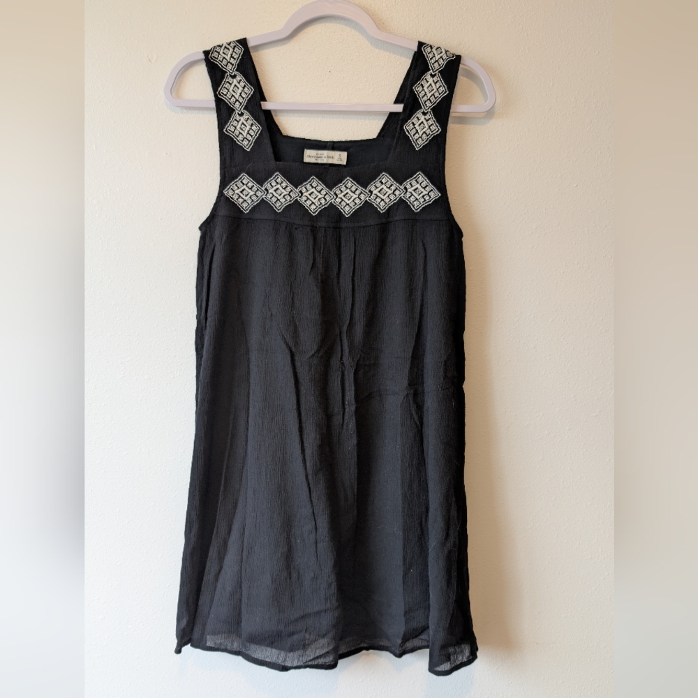 Abercrombie & Fitch Black Embroidered Mini Dress